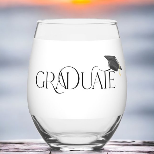 Personalized Graduate with Grad Cap Class of Stemless Wine Glass (Creator Uploaded)