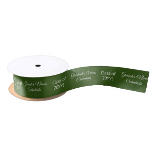 Personalized Graduate's Name Degree Class Green Satin Ribbon
