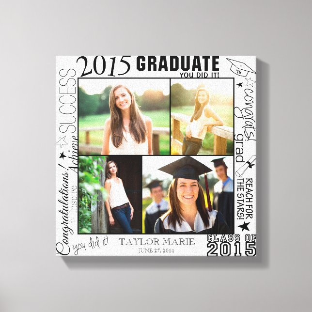 Personalized Graduation 2015 Photo Collage Canvas Print (Front)