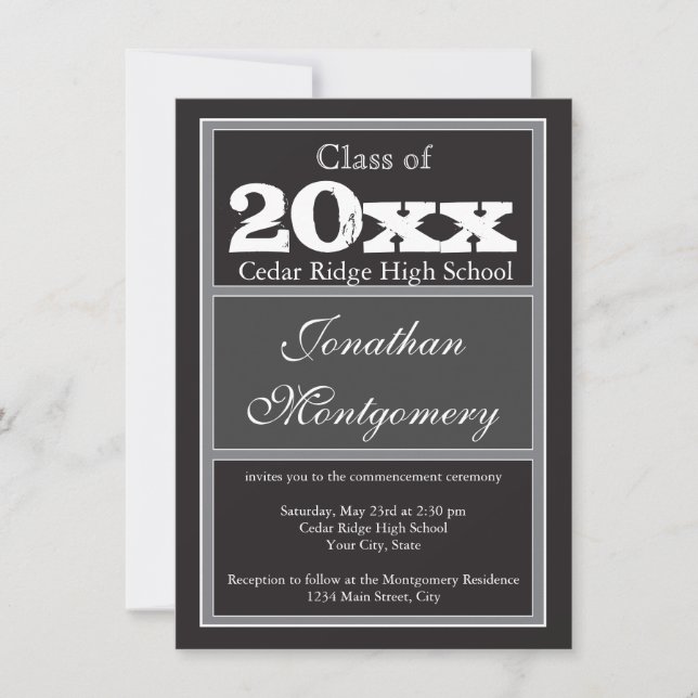 Personalized Graduation Announcements Black (Front)