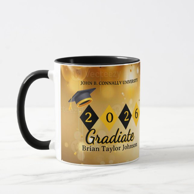 Personalized Graduation black & Gold Coffee Mug  (Left)