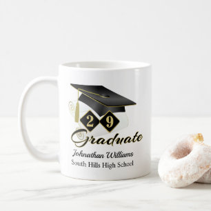 Personalized Graduation Black & Gold Coffee Mug