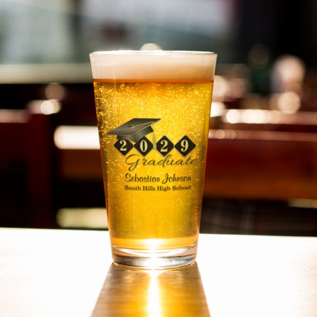 Personalized Graduation Black & Gold Glass (Personalized Graduation Black & Gold Glass)