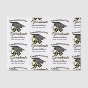 Personalized Graduation Black & Gold Tissue Paper