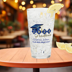 Personalized Graduation Blue & Gold 20XX Glass
