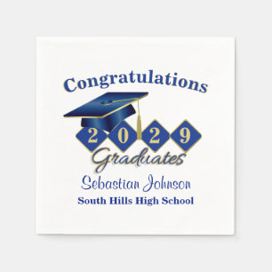 Personalized Graduation Blue & Gold Napkin