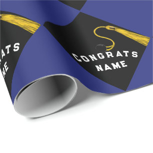 Personalized Graduation Blue  Wrapping Paper