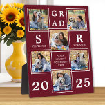 Personalized Graduation Burgundy Photo Collage Plaque<br><div class="desc">Celebrate your graduate and give a special personalized gift with this custom photo collage graduation plaque. This unique photo collage graduate plaque is will be a treasured keepsake. Customize with 6 of your favourite senior or college photos, and personalize with graduating year, monogrammed name, high school or college. See 'personalize...</div>
