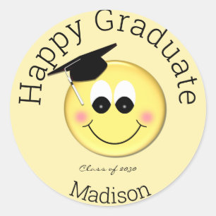 Personalized Graduation Cap Emoji Classic Round Sticker