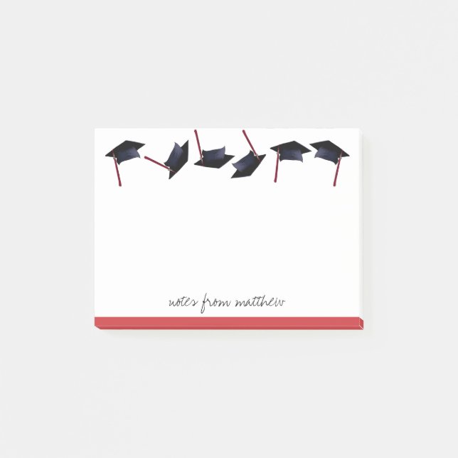 Personalized Graduation Caps Gone Wild Red Post-it Notes (Front)