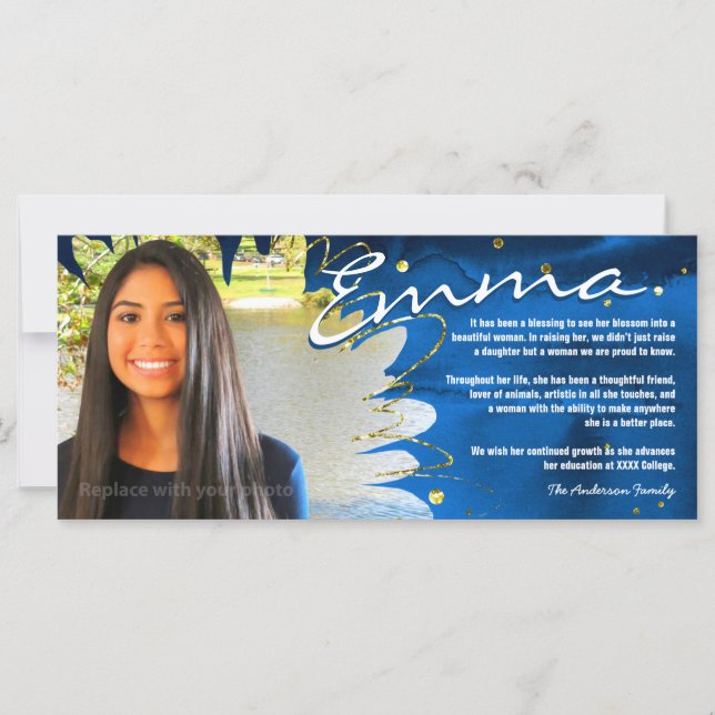 Personalized Graduation Cards | Blue & Gold (Front)