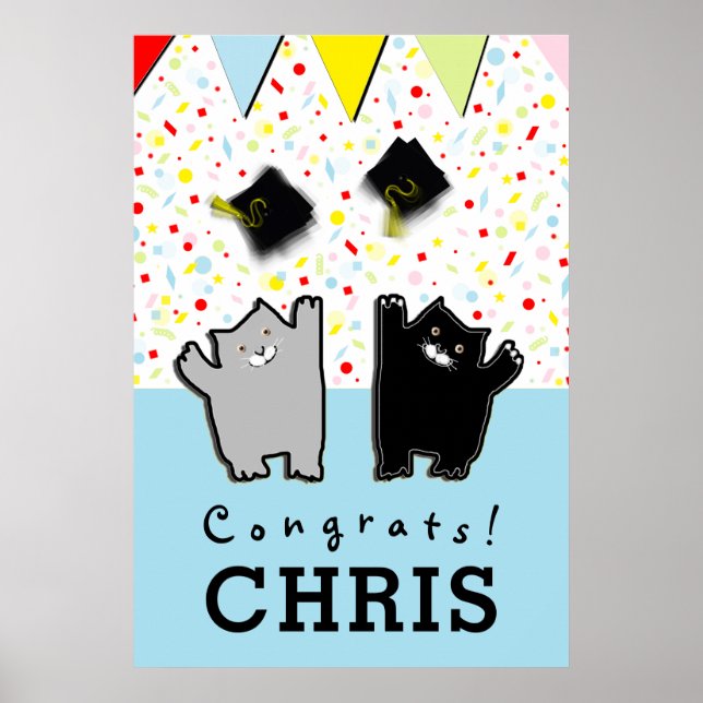 personalized graduation cats congrats poster (Front)