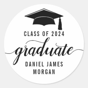 Personalized Graduation Class Of 2024 Classic Round Sticker