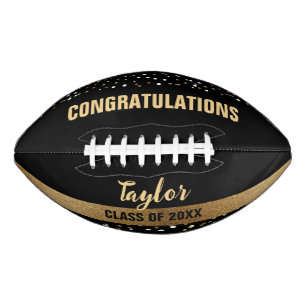 Personalized Graduation Class of 2024 Gold black Football