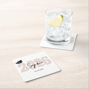 Personalized Graduation  Class of 2026 Square Paper Coaster