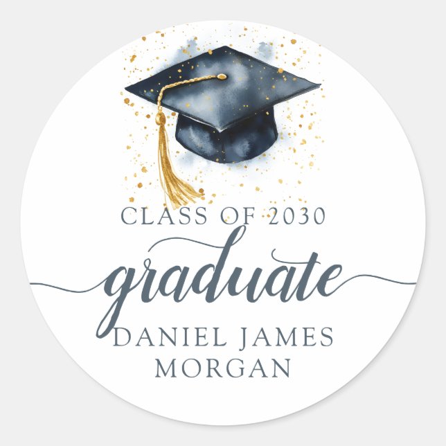 Personalized Graduation Class Of  Classic Round Sticker (Front)