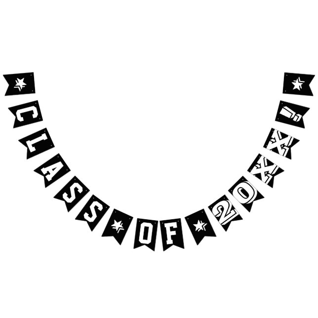 PERSONALIZED GRADUATION CLASS OF YEAR SIGN, Black Bunting Flags (All)