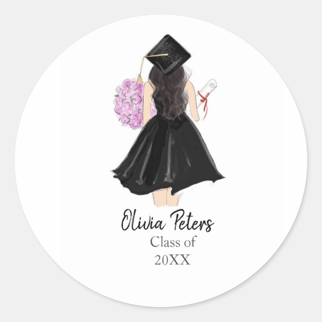 personalized, graduation classic round sticker (Front)