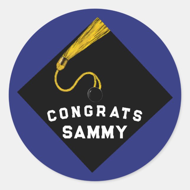 Personalized Graduation Congrats Classic Round Sticker (Front)