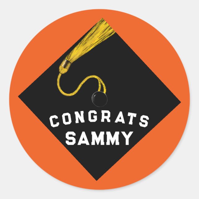 Personalized Graduation Congrats Classic Round Sticker (Front)