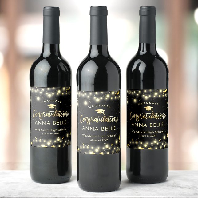 Personalized Graduation Custom Class of 2025 Chic Wine Label (Creator Uploaded)