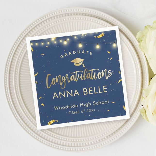 Personalized Graduation Custom Class of 2025 Navy Napkin (Creator Uploaded)