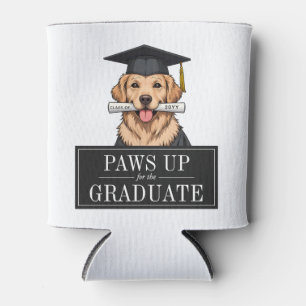 Personalized Graduation Cute Golden Retriever Dog Can Cooler