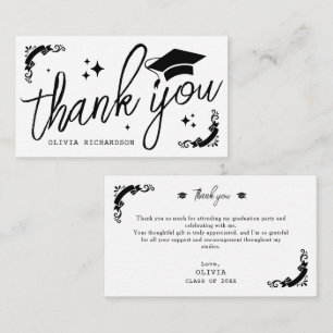 Personalized Graduation Elegant Script Stars & Cap Card