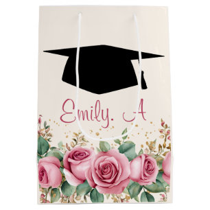 Personalized Graduation Floral Design Medium Gift Bag