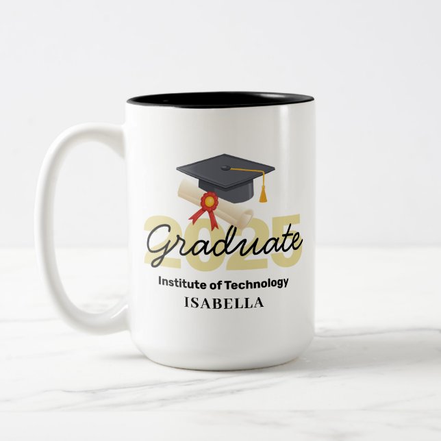 Personalized Graduation Gift - Class of 2025 Two-Tone Coffee Mug (Left)