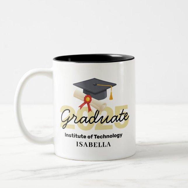 Personalized Graduation Gift - Class of 2025 Two-Tone Coffee Mug (Left)