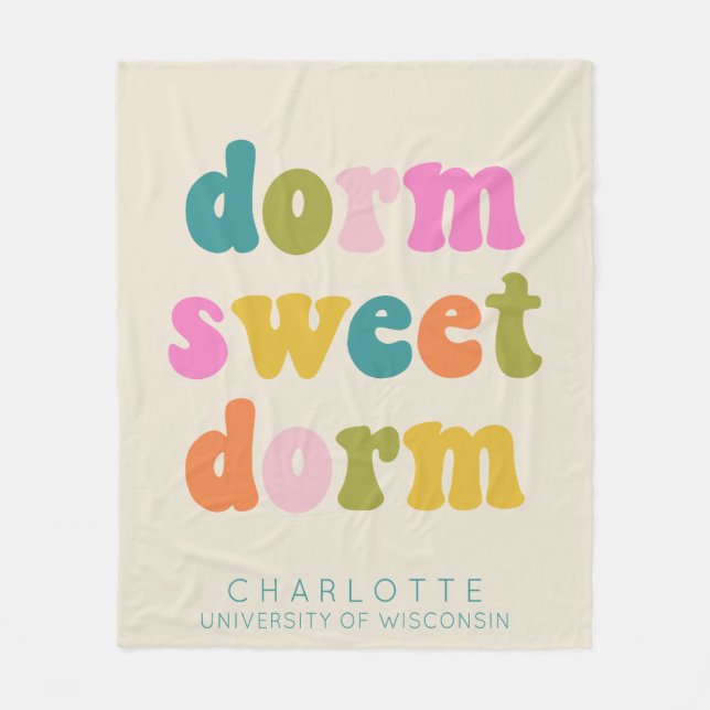 Personalized Graduation Gift Colourful Dorm Quote Fleece Blanket (Front)