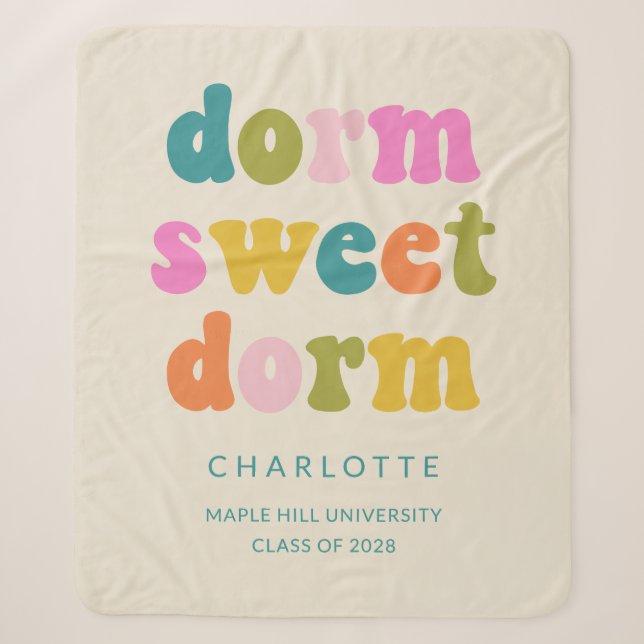 Personalized Graduation Gift Colourful Dorm Quote Sherpa Blanket (Front)