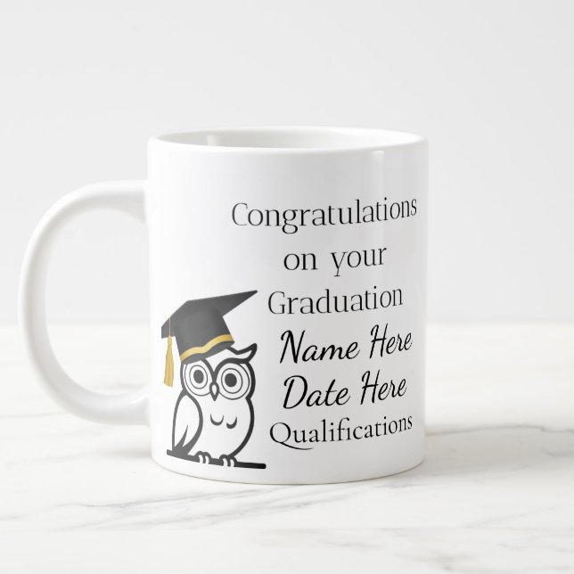 Personalized Graduation Gift for Her – Custom Name Large Coffee Mug (Left)