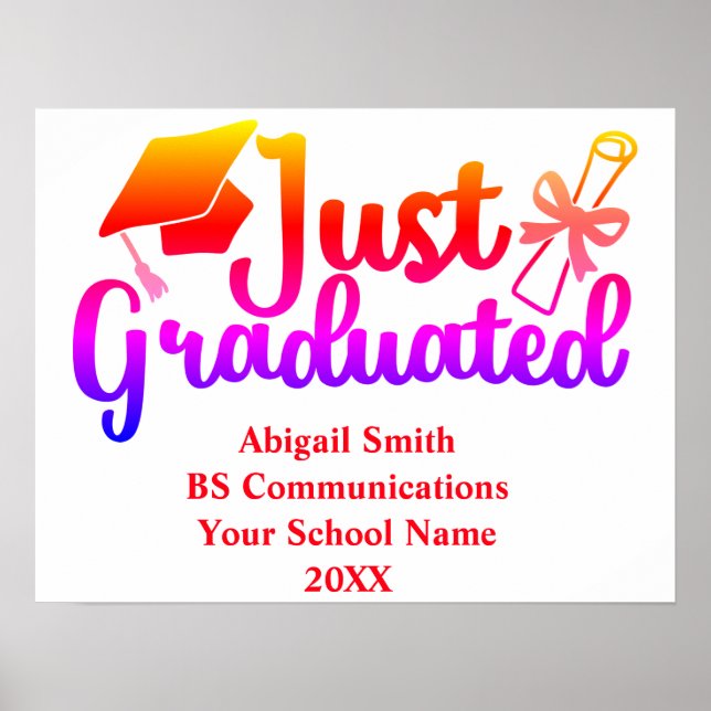 Personalized Graduation Gift Name, Year, School  Poster (Front)