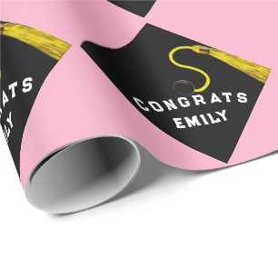 Personalized Graduation Gift Pink Wrapping Paper