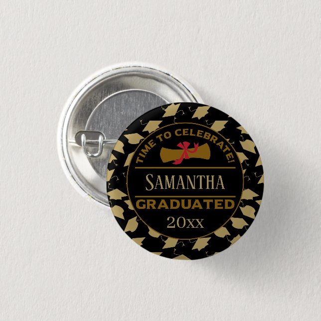 Personalized Graduation Gift | Time To Celebrate 1 Inch Round Button (Front & Back)