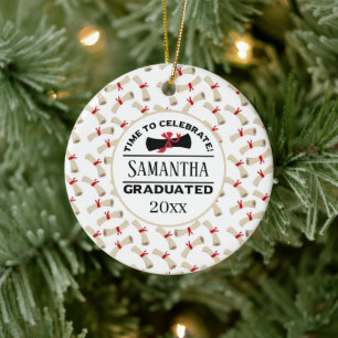 Personalized Graduation Gift Time To Celebrate Ceramic Ornament
