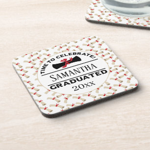 Personalized Graduation Gift Time To Celebrate Coaster