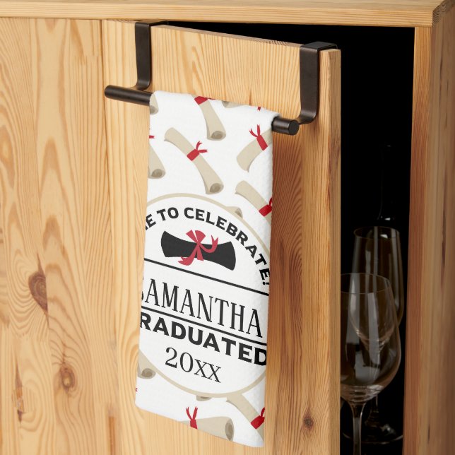 Personalized Graduation Gift | Time To Celebrate Kitchen Towel (Thirds Fold)