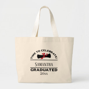 Personalized Graduation Gift   Time To Celebrate Large Tote Bag