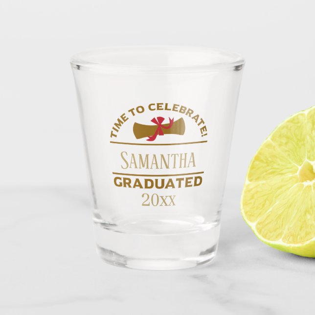 Personalized Graduation Gift | Time To Celebrate Shot Glass (Front)