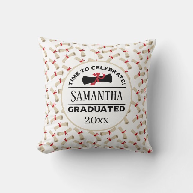 Personalized Graduation Gift | Time To Celebrate Throw Pillow (Front)