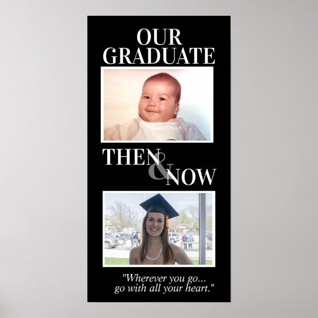 Personalized Graduation Gifts, Then and Now Photos Poster (Front)