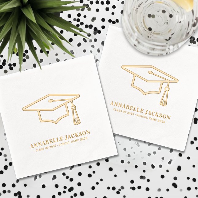 Personalized Graduation Gold Foil Napkins (Personalized Graduation Gold Foil Napkins)