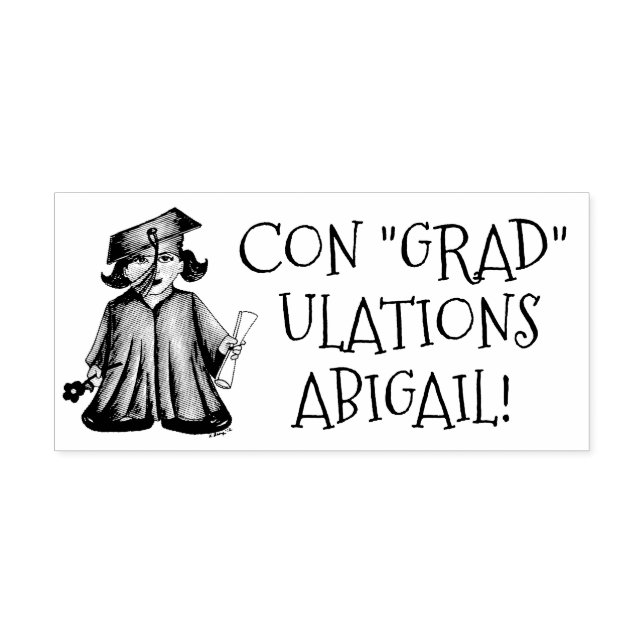 Personalized Graduation Graduate Congrats Girl Rubber Stamp (Imprint)