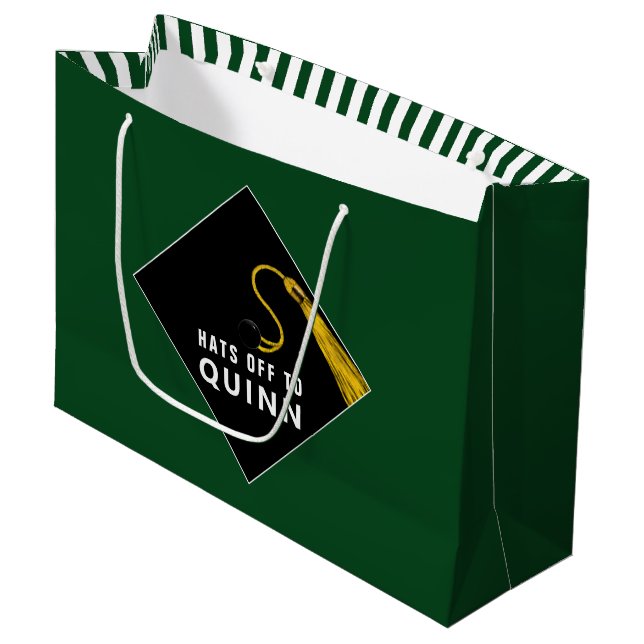 Personalized Graduation Green Large Gift Bag (Front Angled)