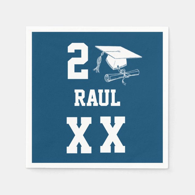 Personalized Graduation Ideas Diploma Cap Napkin (Front)