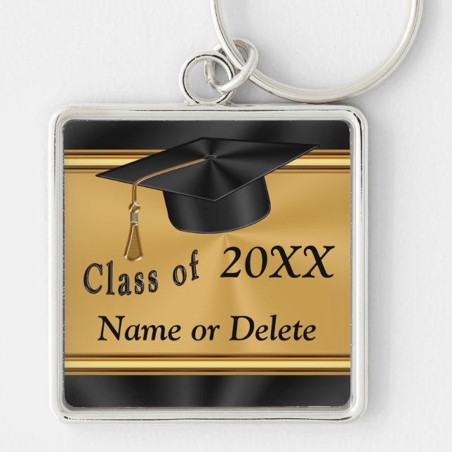Personalized Graduation Keychain Gold and Black (Front)