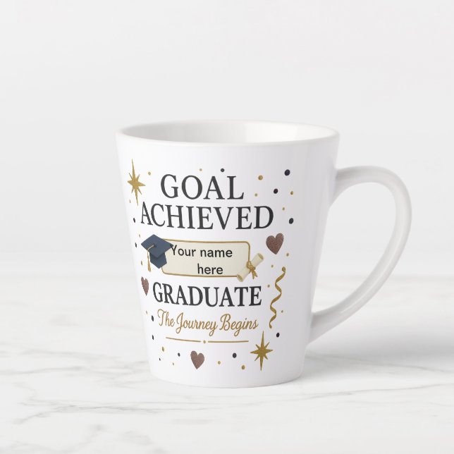 Personalized Graduation Latte Mug – Goal Achieved (Right)